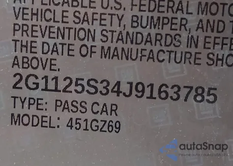 2018 Chevrolet Impala 2Lz from USA, damaged, VIN 2G1125S34J9163785